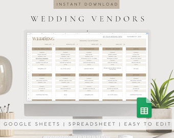 Planificador de hojas de cálculo de Google para proveedores de bodas / Comparación de proveedores de bodas Rastreador de servicios / Hoja de cálculo para proveedores de servicios Planificador digital