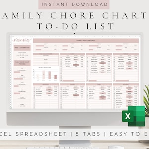 To Do List Template Spreadsheet for Excel | Task Planner Excel | Excel Chore Chart Template | Adult Chore Chart | Daily, Weekly To-Do List