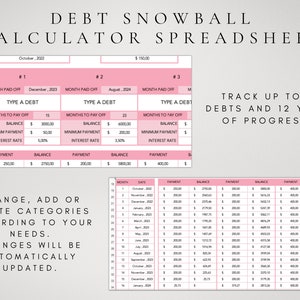 Calculateur de remboursement de dette Excel Feuille de calcul Dave Ramsey Calculatrice boule de neige sur la dette Suivi de la dette Modèle de planificateur budgétaire Planificateur financier image 3
