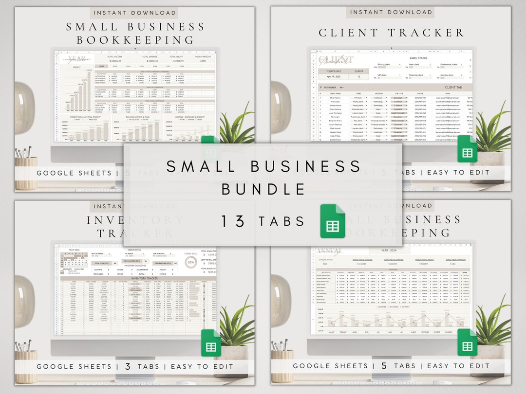 Small Business Spreadsheet Template for Google | Client Tracker Google ...