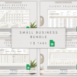 Small Business Spreadsheet Template for Google | Client Tracker Google Sheet | Inventory Tracker Dashboard | Small Business Planner Bundle