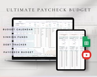 Budget Spreadsheet | Paycheck Budget Spreadsheet Google Sheets | Debt Payoff Snowball Calculator