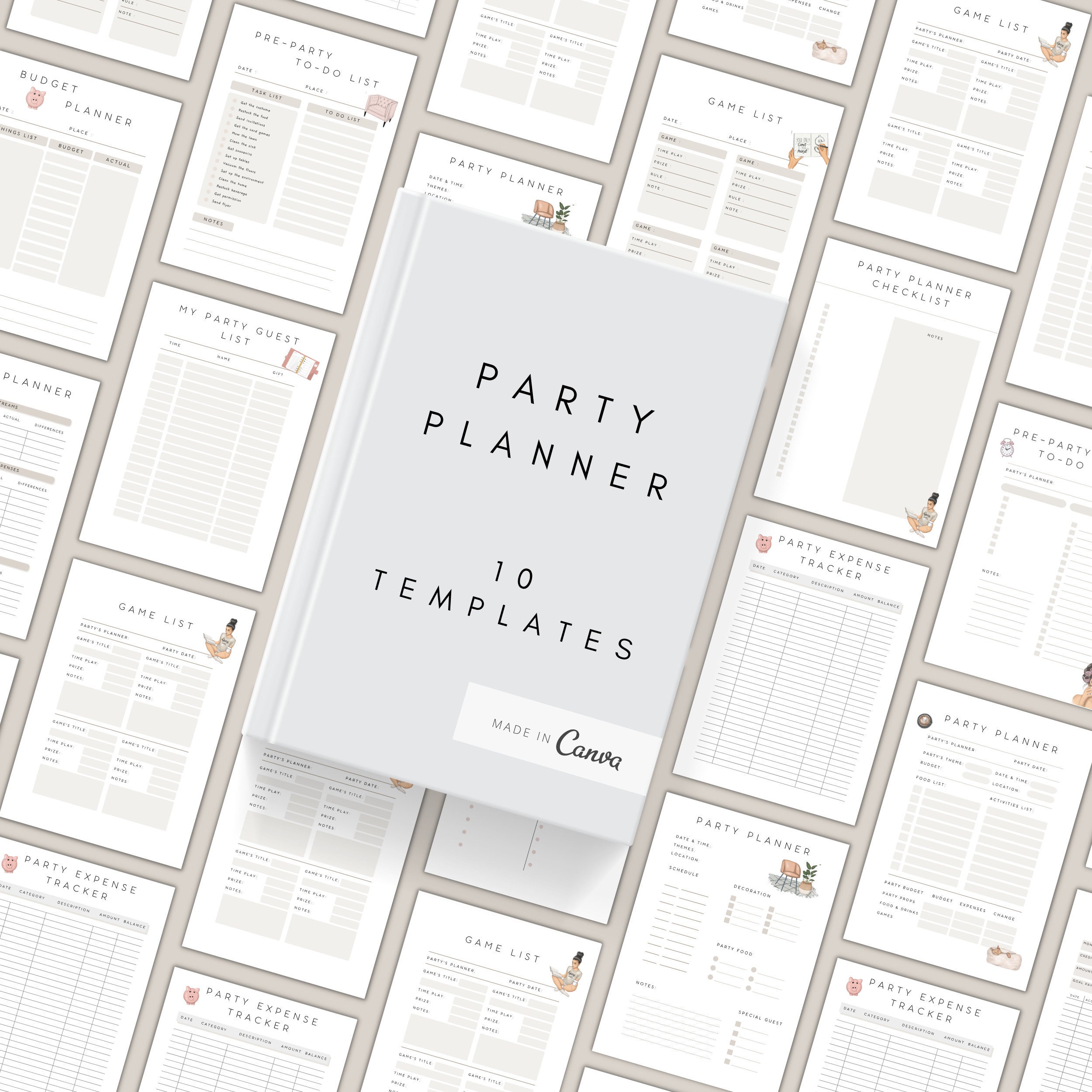 Party Planner Printable | Event Planning Checklist | Guest List PDF ...