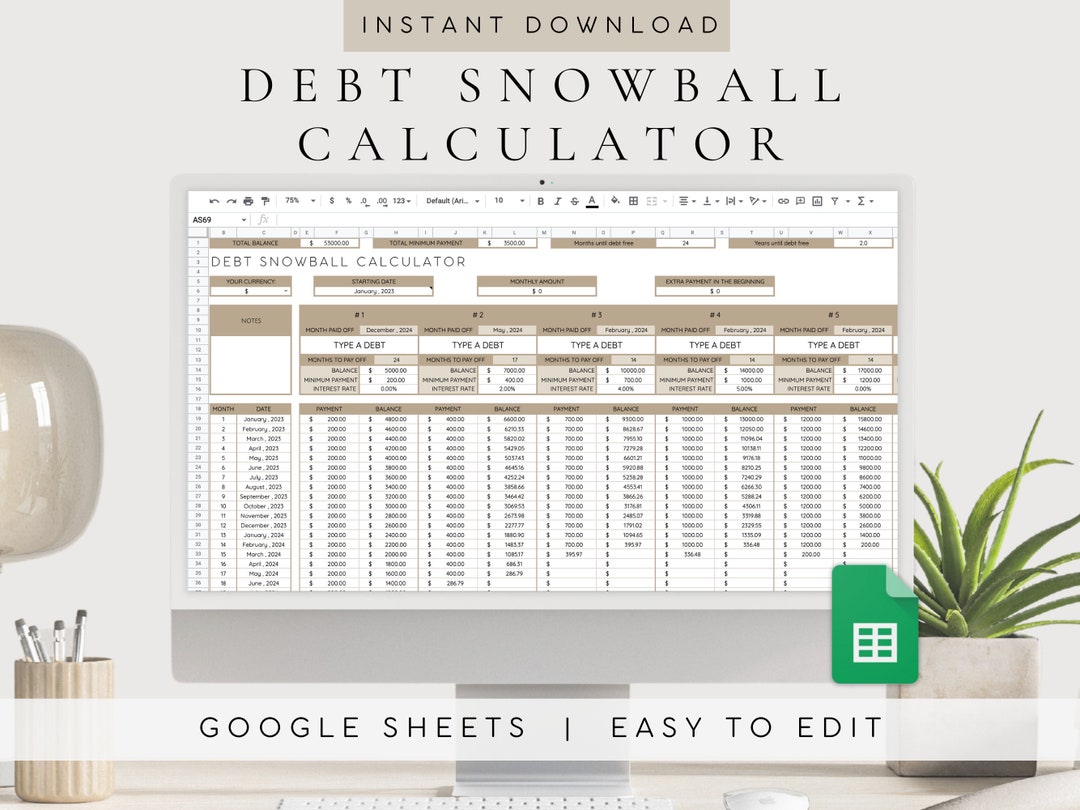 Debt Snowball Spreadsheet for Google Sheets Debt Snowball Tracker Debt Debt Snowball Spreadsheet for Google Sheets Debt Snowball Tracker Debt