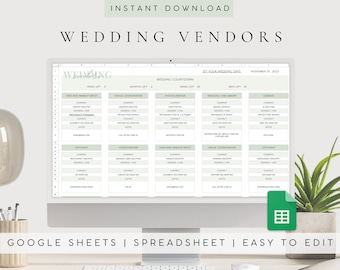 Wedding Vendor Checklist Spreadsheet | Wedding Vendor Tracker | Google Sheet Vendor Comparisons Service Providers | Wedding Vendor Selection