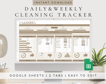 Cleaning Planner Template | Digital Cleaning Checklist | Household Cleaning Schedule Tracker Dashboard | House Chores Google Sheets Planner