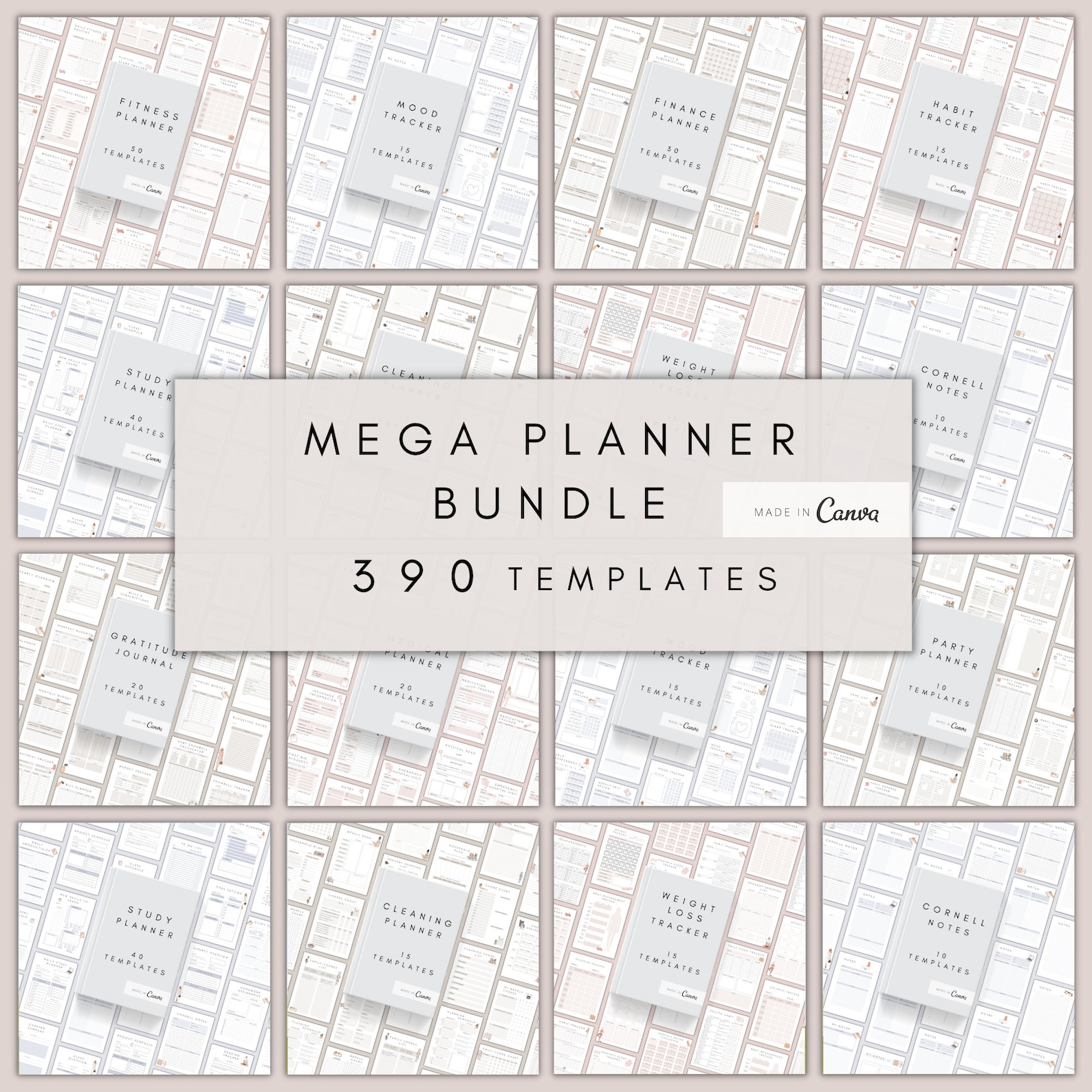 ADHD Productivity Planner Bundle Canva | Ultimate Adult Life Organizer ...