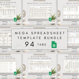 Spreadsheet Template Bundle | Digital Planner Google Sheet | Digital Tracker Dashboard | Google Sheets Template | All in one Digital Planner