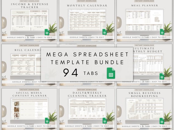 Spreadsheet Template Bundle | Digital Planner Google Sheet | Digital Tracker Dashboard | Google Sheets Template | All in one Digital Planner