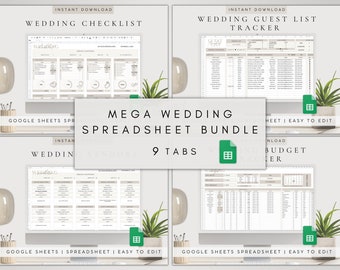 Digitaler Hochzeitsplaner Google Sheet | Hochzeitsbudgets | Hochzeit Tracker Vorlage | Hochzeitsplaner Template Bundle | Hochzeitsmappe