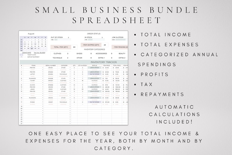 Expense Serial Small Business Bookkeeping Inventory Client Tracker Google Sheets ...