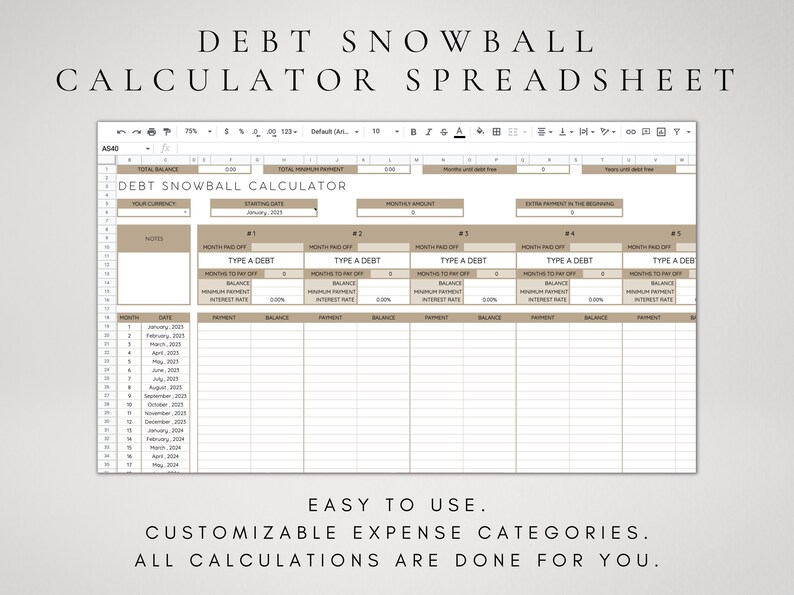 Snowball Structured Note Debt Snowball Spreadsheet for Google Sheets | Debt Snowball Tracker ...