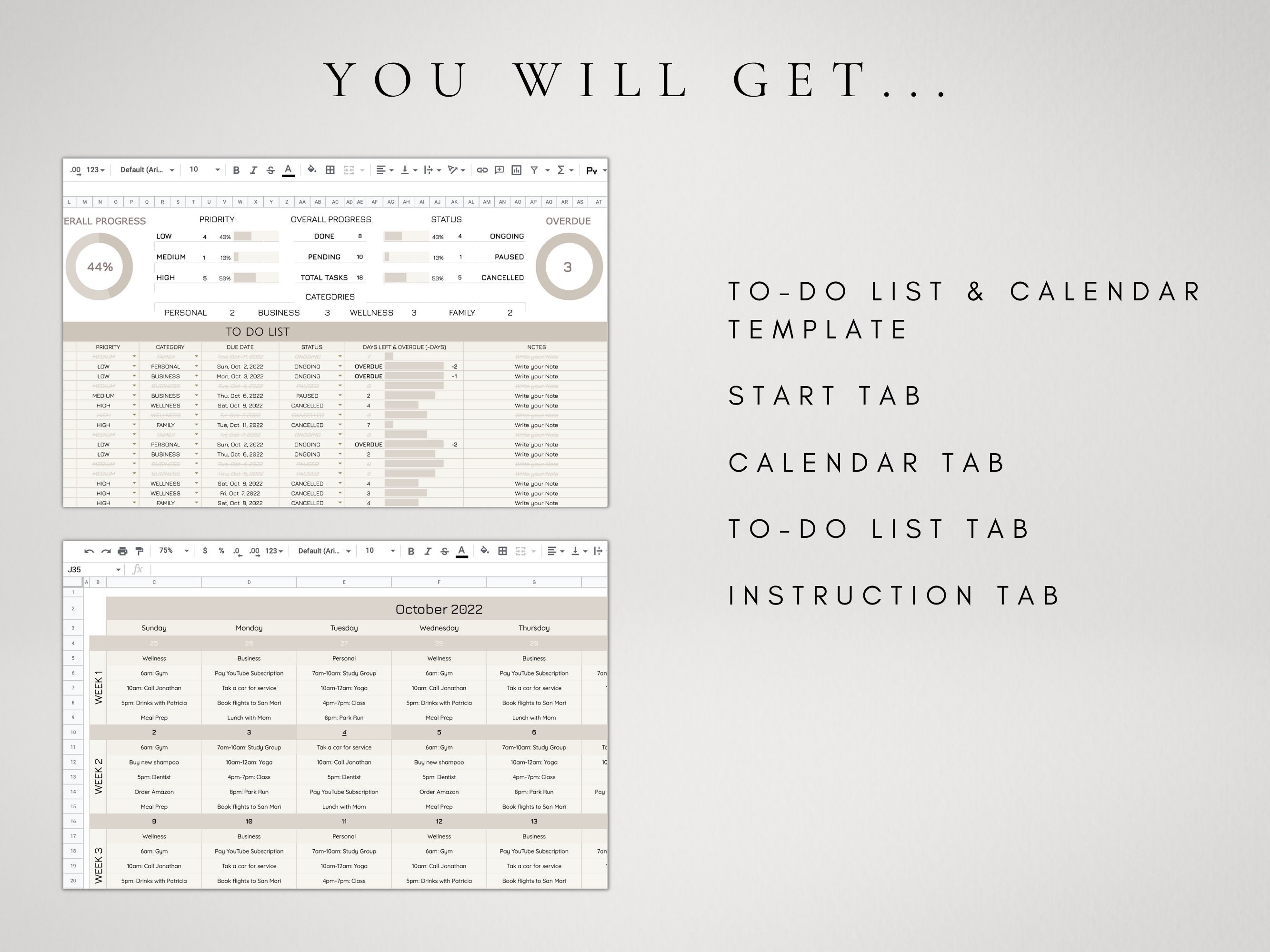 To Do List Template Google Sheets Template Calendar - Etsy