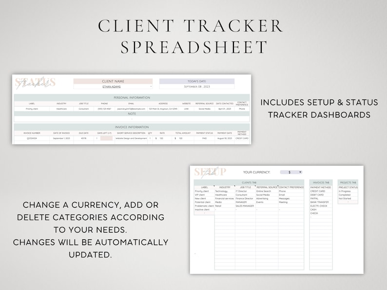 Client Tracker Spreadsheet Invoice Template for Small Business Client ...