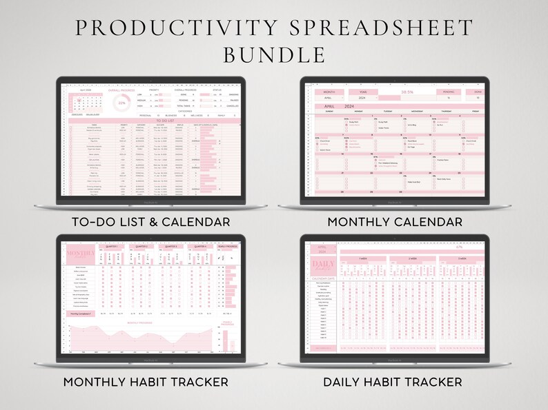 Google Sheets Productivity Bundle | Goal to Do List, Habit Tracker ...