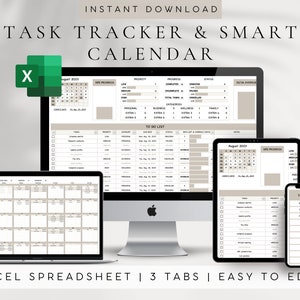 Excel To Do List Spreadsheet Template | Task Tracker Template Excel| Digital Checklist Template| Editable Todo List|Digital Monthly Calendar
