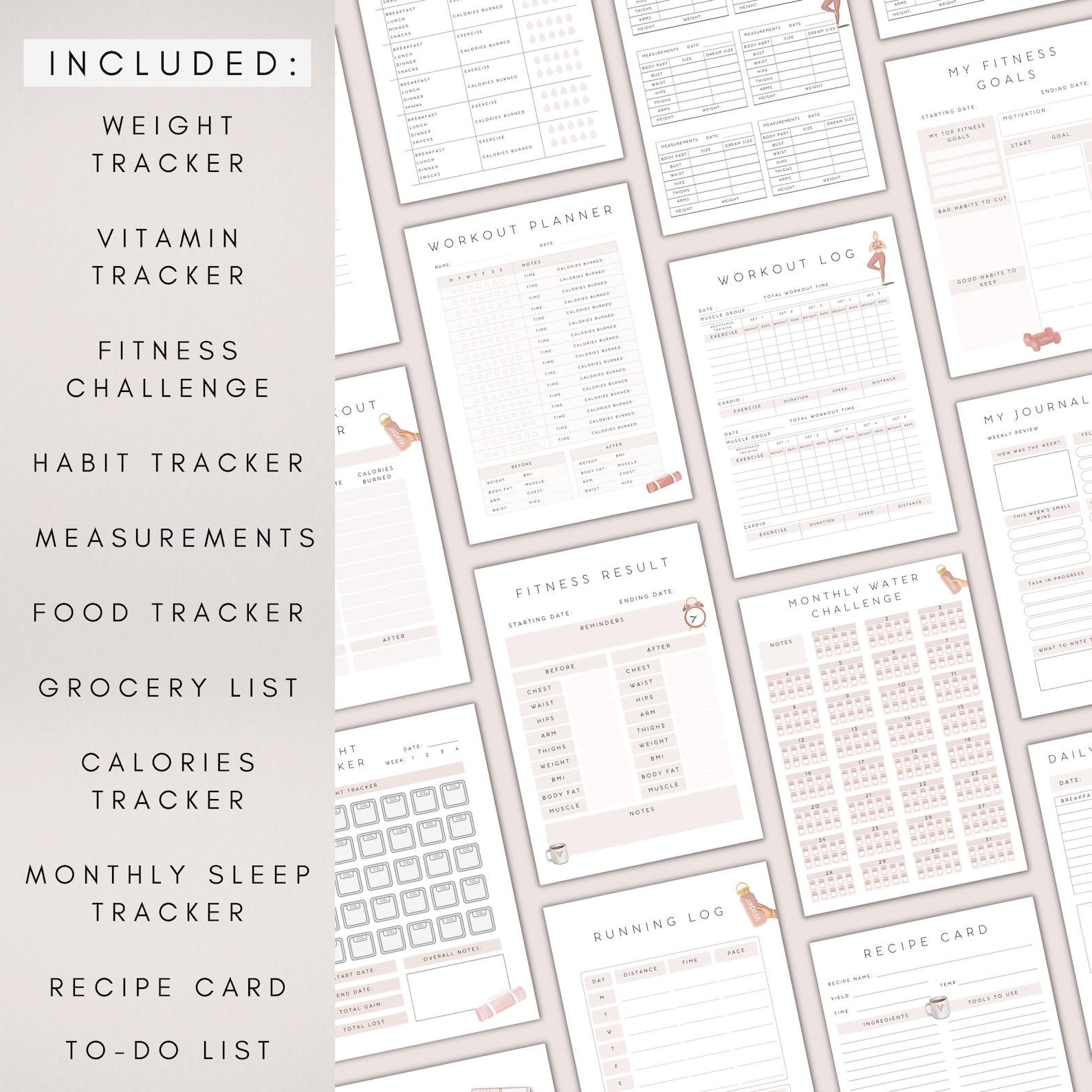 Fitness Planner Printable Digital Weight Loss Journal - Etsy Canada