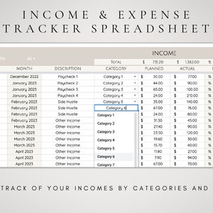 Income and Expense Tracker Google Sheets | Monthly Budget Spreadsheet ...