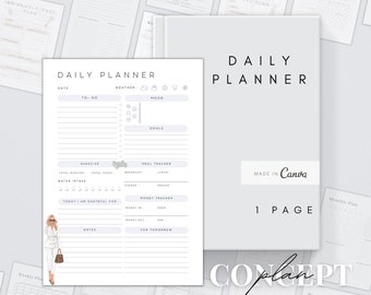 Daily Planner Printable | Editable To Do List | Todays Plan Canva Template | Digital Planner | Work Day Diary Pdf| Customizable Organizer A4