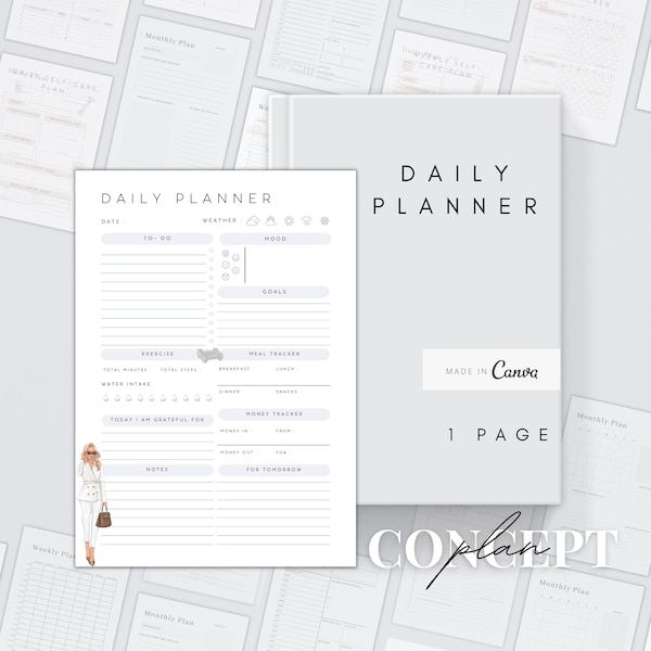 Planificateur quotidien imprimable | Liste de tâches modifiable | Modèle Canva du plan d’aujourd’hui | Planificateur numérique | Journal de la journée de travail Pdf| Organiseur personnalisable A4