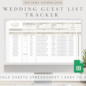 Hochzeit Gästeliste Vorlage Hochzeit Gästeliste Google Sheets Hochzeit Spreadsheet Google Sheet Digitale Gästeliste für Hochzeitsevent Bild 1