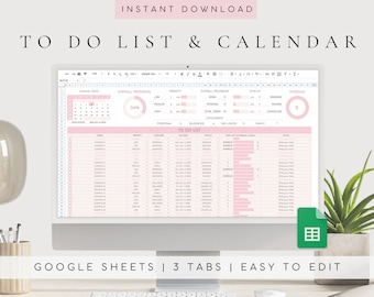 Google Sheets To Do List | Digital Calendar 2024 2025| Undated Daily Planner | Task Planner Spreadsheet | Task Tracker | Task List |Editable