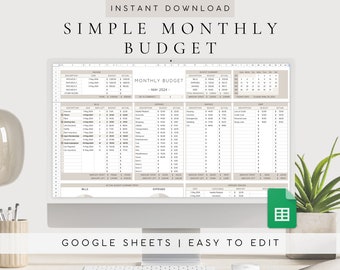 Simple Monthly Budget Spreadsheet | Google Sheet Budget Template | Digital Expense Tracker| Financial Tracker for Business| Personal Finance