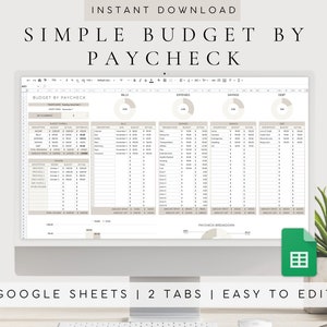 Budget by Paycheck Spreadsheet | Digital Financial Planner | Business Bookkeeping | Google Sheets Budgeting Template| Monthly Budget Planner