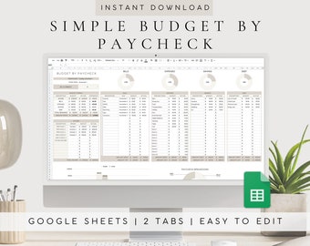 Budget by Paycheck Spreadsheet | Digital Financial Planner | Business Bookkeeping | Google Sheets Budgeting Template| Monthly Budget Planner