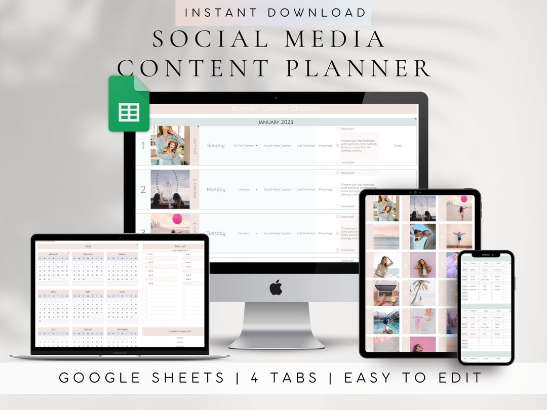 Content Planner Template Google Sheets Social Media Content Calendar