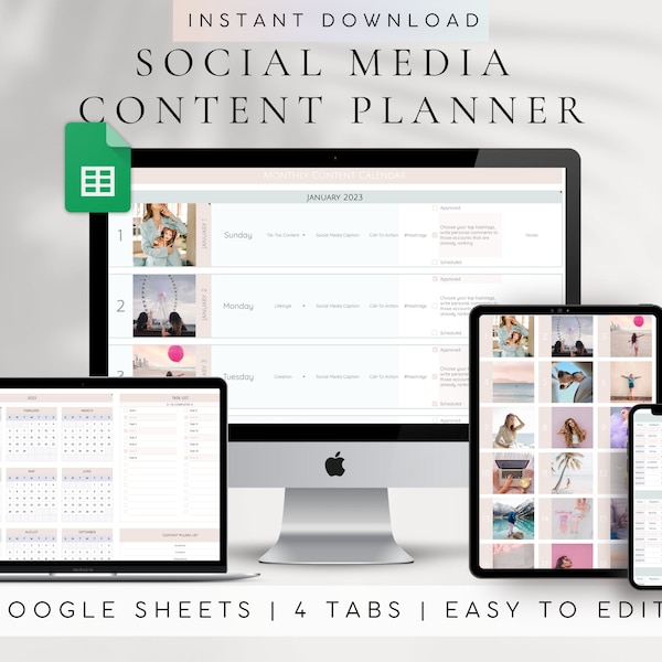 Social Media Content Planner Etsy