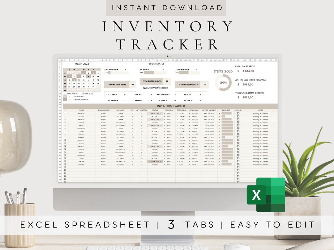 Inventory Tracker Spreadsheet Excel | Inventory Management | Inventory ...