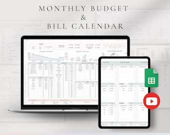 Budget Spreadsheet | Monthly Budget Bill Calendar Google Sheets 2026 | Financial Tracker Budget Spreadsheet Template Planner