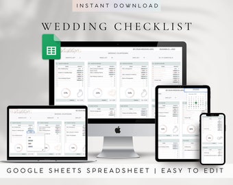 Plantilla de hoja de cálculo digital para lista de tareas pendientes de boda (Hojas de cálculo de Google/Hoja de cálculo de lista de verificación de boda/Hoja de cálculo de planificador de boda/Lista de tareas de boda)