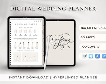 Planificador de bodas digital / Plantilla de lista de verificación de boda con hipervínculos / Itinerario de boda / Seguimiento de presupuesto / Seguimiento de comparación de lugares / GoodNotes