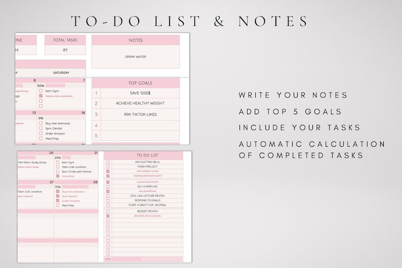 2027 Monthly Calendar Spreadsheet Google Sheets, Simple To Do List, Task Planner Template image 5