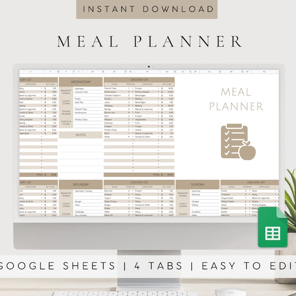 Using google sheets for meal planning - billomh