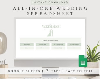 Ultimate Wedding Planning Spreadsheet | Digital Wedding Budget Planner | Wedding Checklist Google Sheets | Wedding Template Bundle 2024