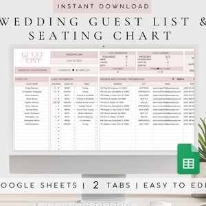 Wedding Planning Spreadsheet Google Sheets | Guest List Tracker |Seating Chart |Wedding Planner Digital Template |Wedding Invitation Tracker