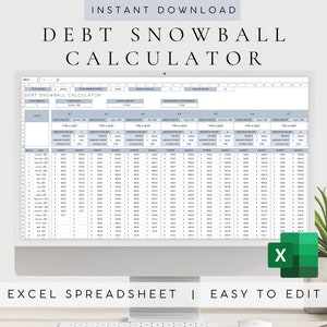 Hoja de cálculo de calculadora de pago de deuda / Hoja de cálculo de bola de nieve de deuda / Excel de bola de nieve de deuda / Plantilla de planificador de presupuesto / Planificador de finanzas personales