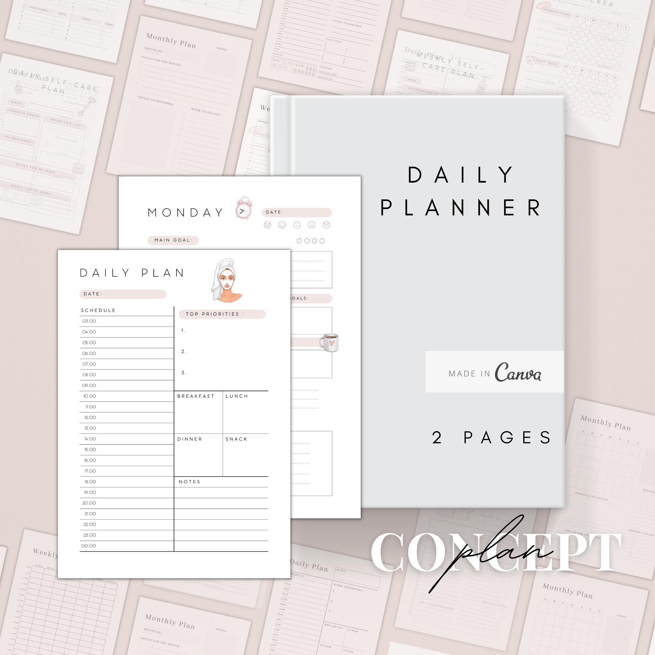 Daily Planner 2026 Printable | Editable Daily Schedule Template ...