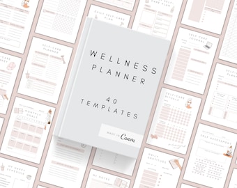 Editable Wellness Planner | Printable Canva Planner | Self Care Bundle | Mental Health Journal | Self love Workbook | Mindfulness Tracker A4