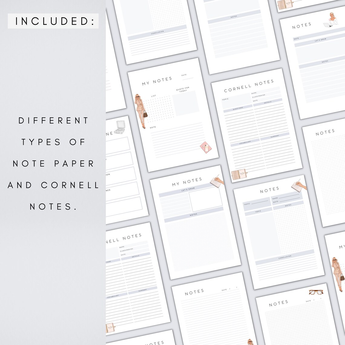 Cornell Notes Template Notes Pages Notebook Paper Pages Etsy Cornell Notes Template Notes Pages Notebook Paper Pages Etsy