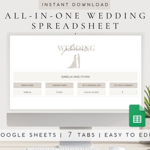 Digital Wedding Planner Spreadsheet | Wedding Planning Budget Google Sheet | Wedding Checklist Tracker Template | Wedding All in one List