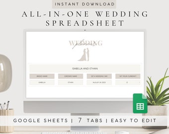 Digital Wedding Planner Spreadsheet | Wedding Planning Budget Google Sheet | Wedding Checklist Tracker Template | Wedding All in one List