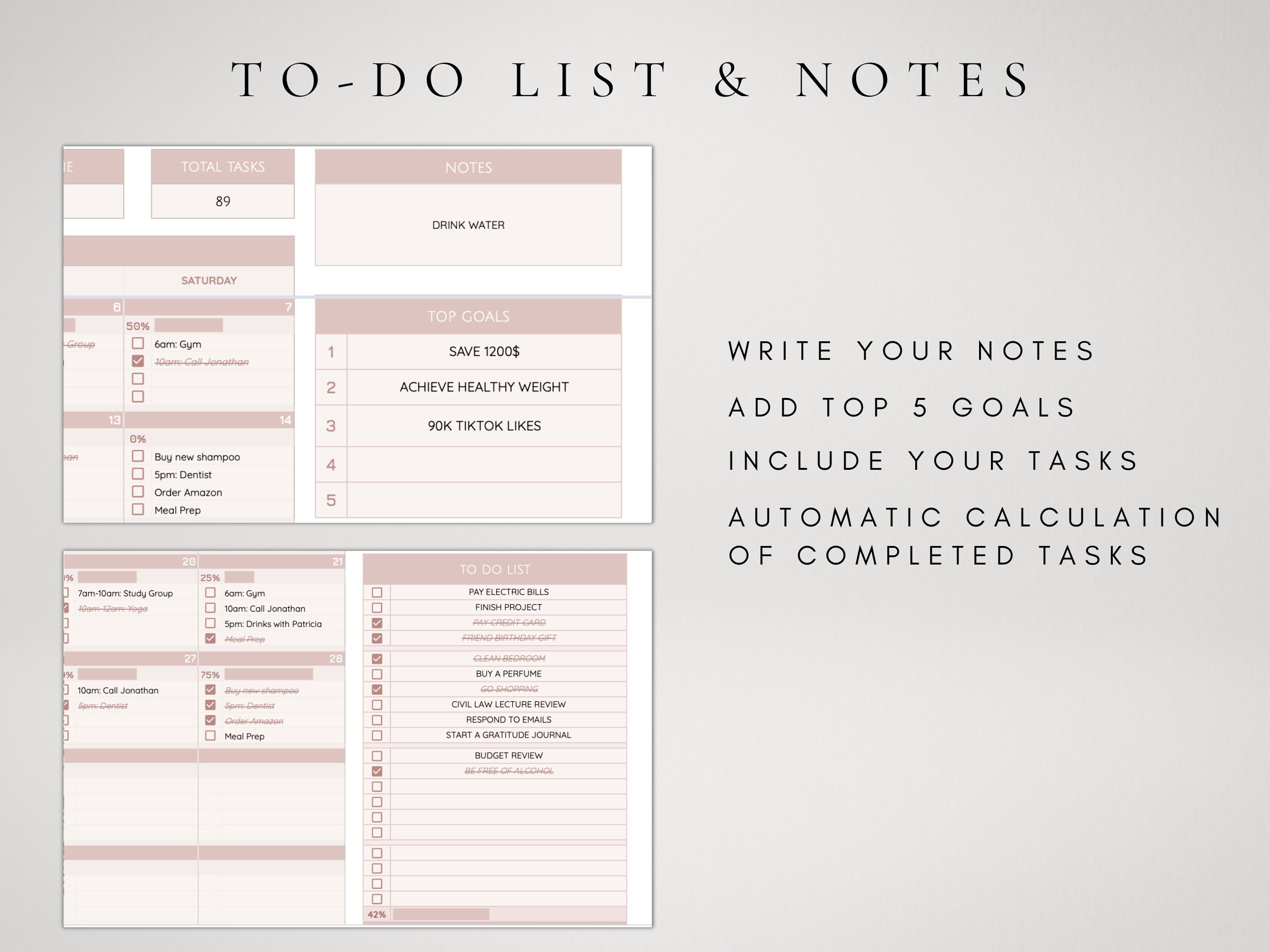 Digital Monthly Calendar 2026 | Task Tracker Google Sheets | to Do List ...