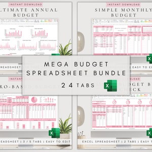 Digital Budget Excel Spreadsheet | Financial Dashboard | Mega Spreadsheet Bundle | Monthly Budget Excel | Annual Budget Sheet | Monthly Bill