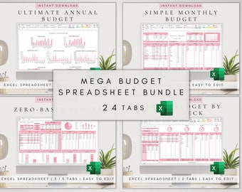 Digital Budget Excel Spreadsheet | Financial Dashboard | Mega Spreadsheet Bundle | Monthly Budget Excel | Annual Budget Sheet | Monthly Bill
