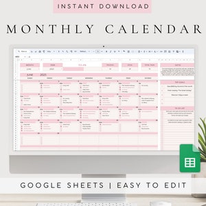2025 Calendar Spreadsheet | Google Sheets Monthly Calendar | To Do List Template | Task Planner Spreadsheet | Simple Digital Planner