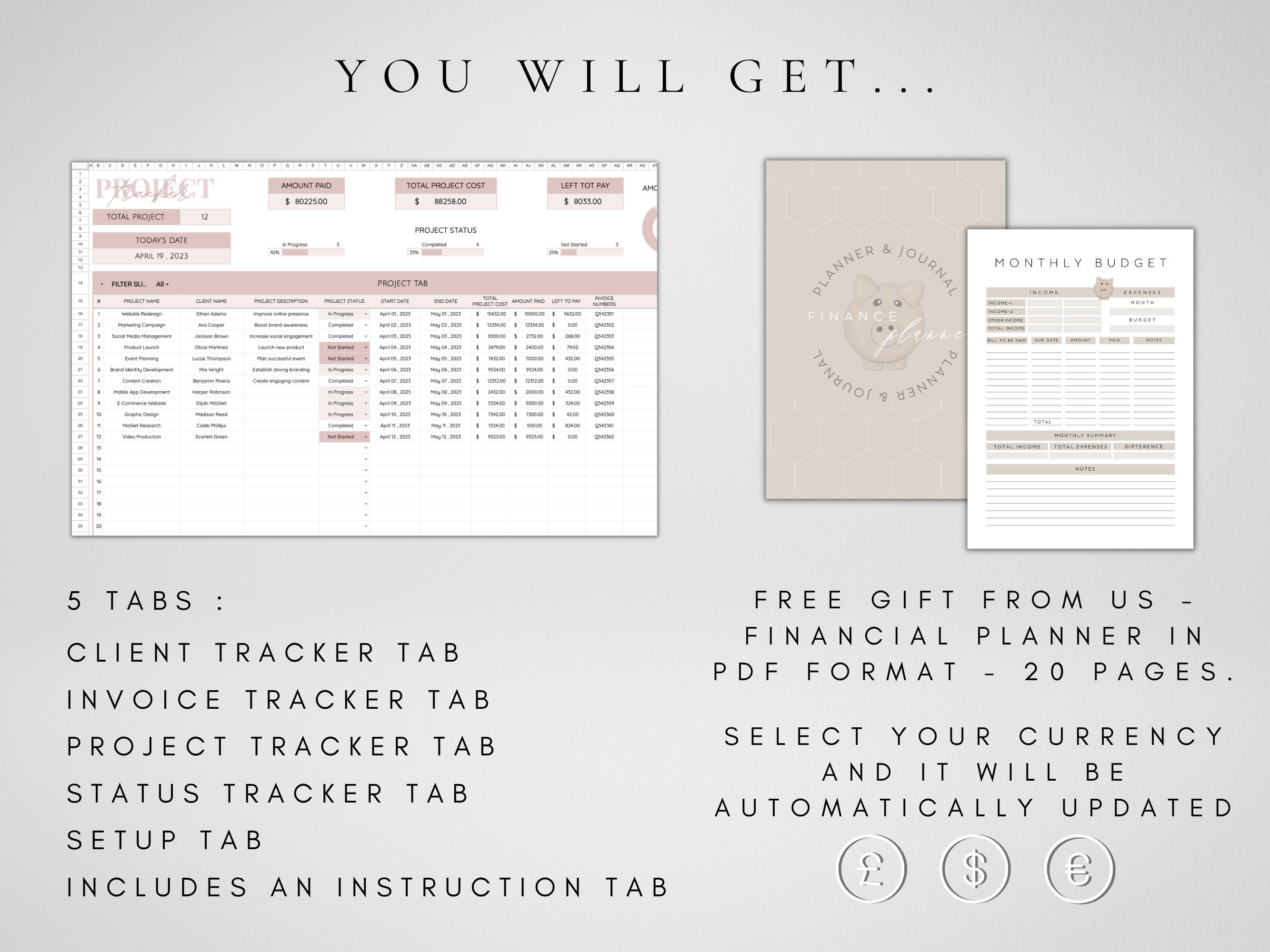 Client Tracker Spreadsheet Template for Small Business | Customer List ...